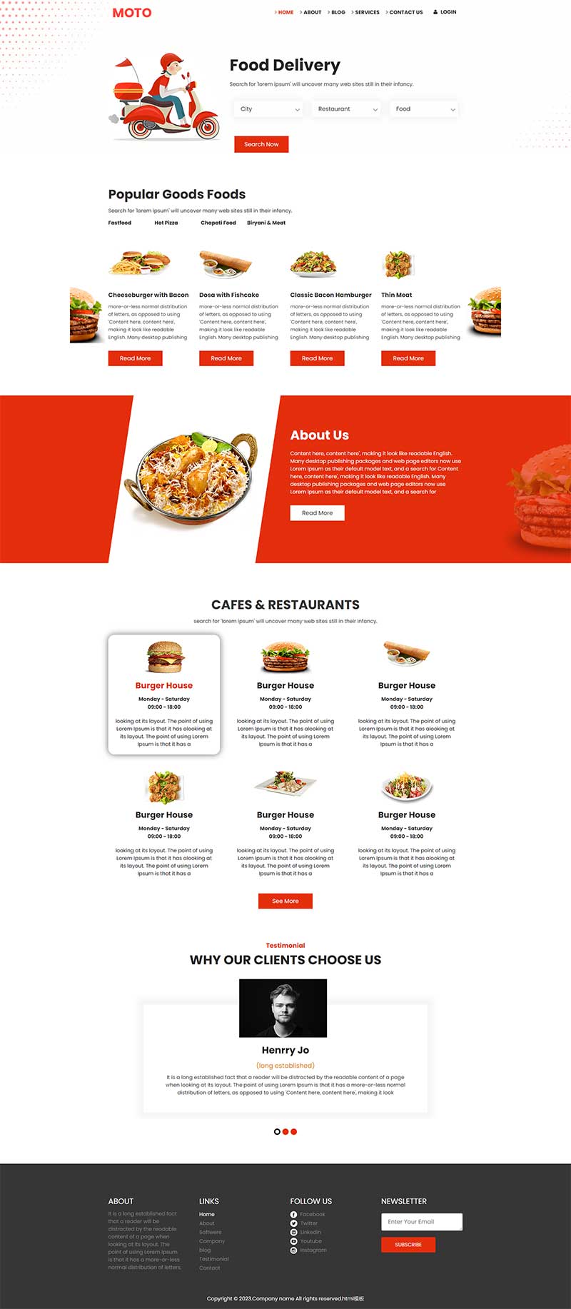 响应式食品外卖餐饮服务网站前端静态html模板